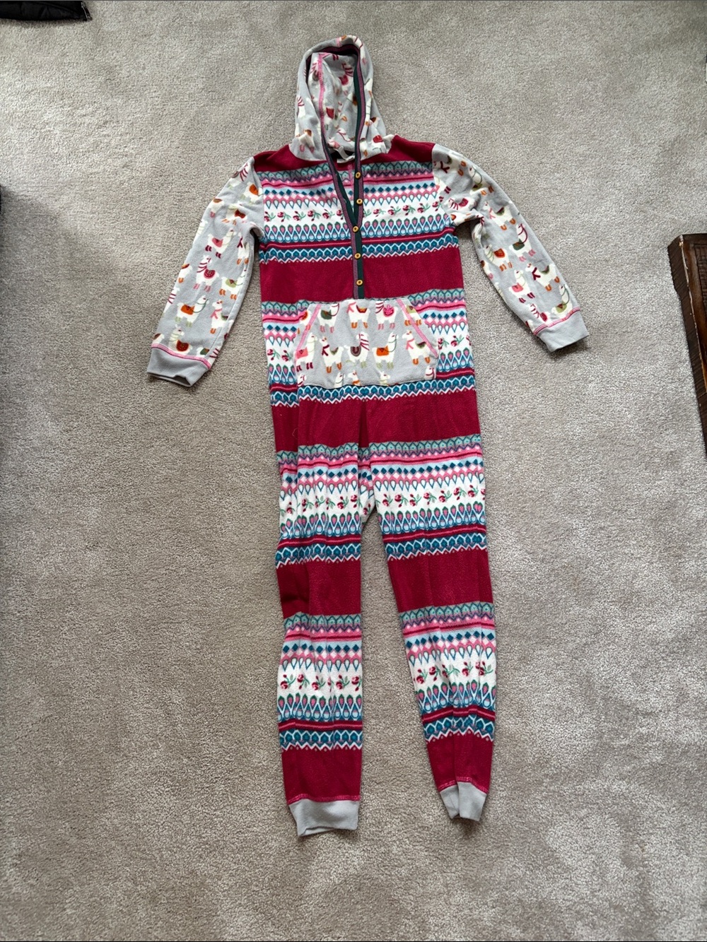 Matilda Jane Red and Cream Hooded Kids One-Piece Footie